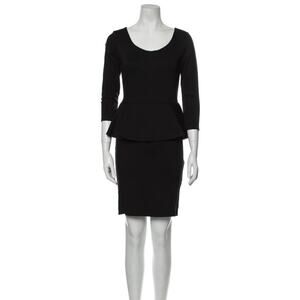 Alice + Olivia Womens Employed Black 3/4 Sleeve Peplum Dress‎ Scoop Neck Size 2